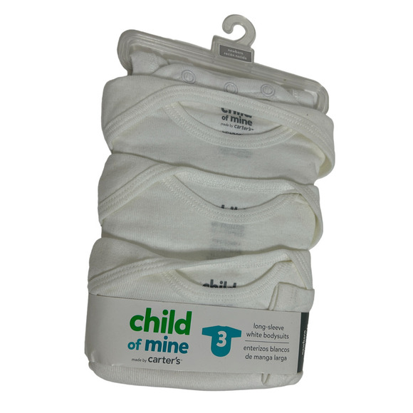 Carter's Other - CARTER'S Child Of Mine Long Sleeve White Bodysuits 3 Pack NEWBORN New Unisex